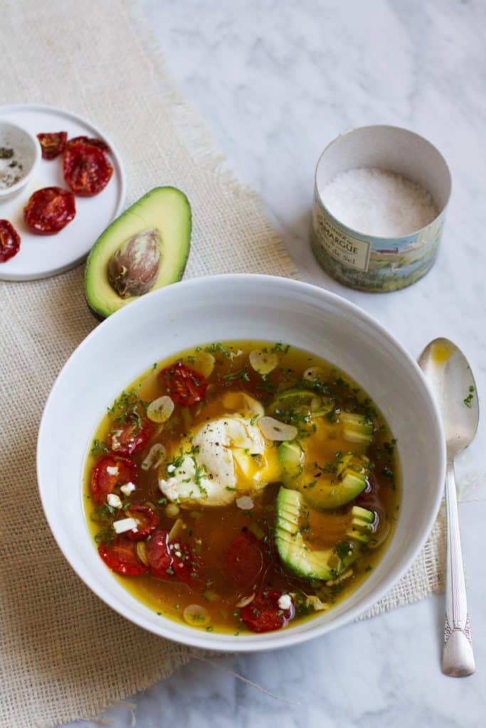 Garlic Soup with Potatoes and Poached Eggs Recipe