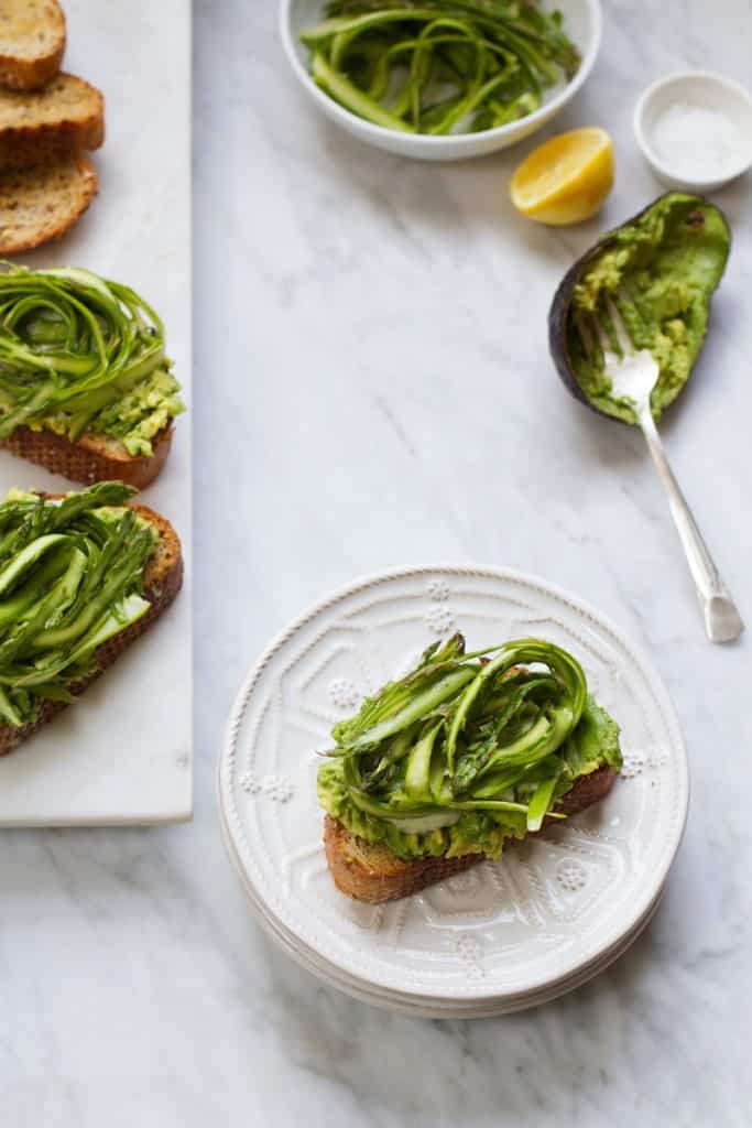shaved asparagus cilantro tahini avocado toast recipe v medium