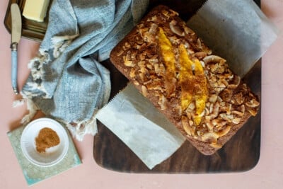 Whole Mango Bread on cutting board