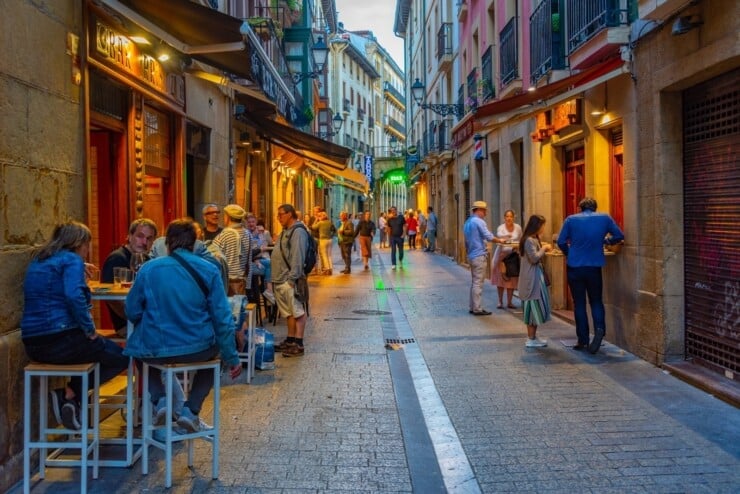 a group of people on a street