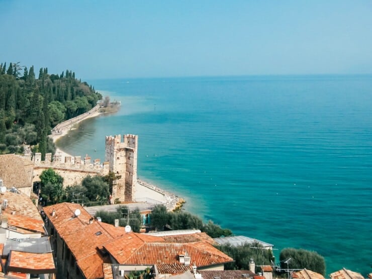 View down peninsula of Sirmione Italy
