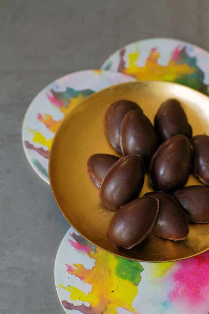 Almond Butter Chocolate Eggs On A Serving Plate