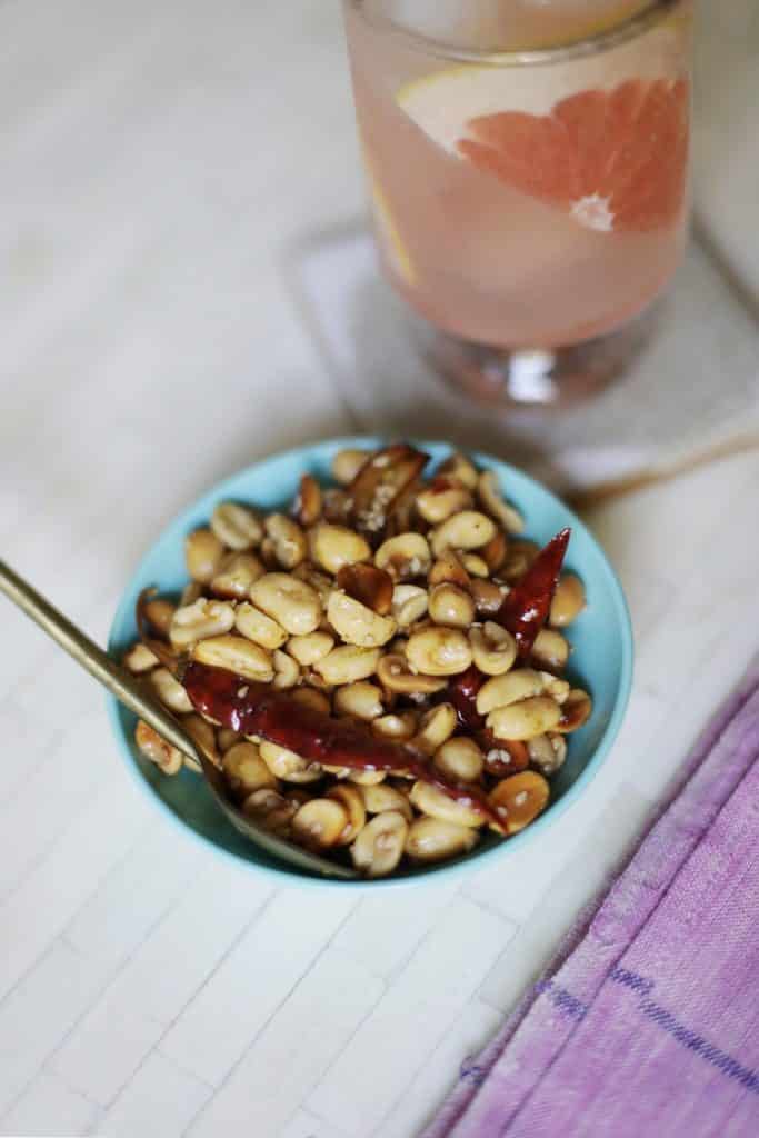 Chile Lime Mexican Peanuts With Cocktail