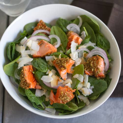 Spinach Salad With Salmon And Cilantro-Mint Dressing Recipe