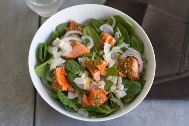 Spinach Salad With Salmon And Cilantro-Mint Dressing Recipe
