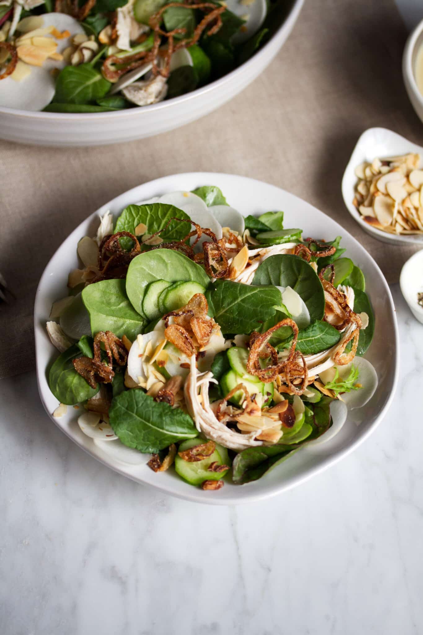 20 Healthy Recipes - Asian Chicken Salad with Mustard-Miso Dressing Recipe @saltandwind
