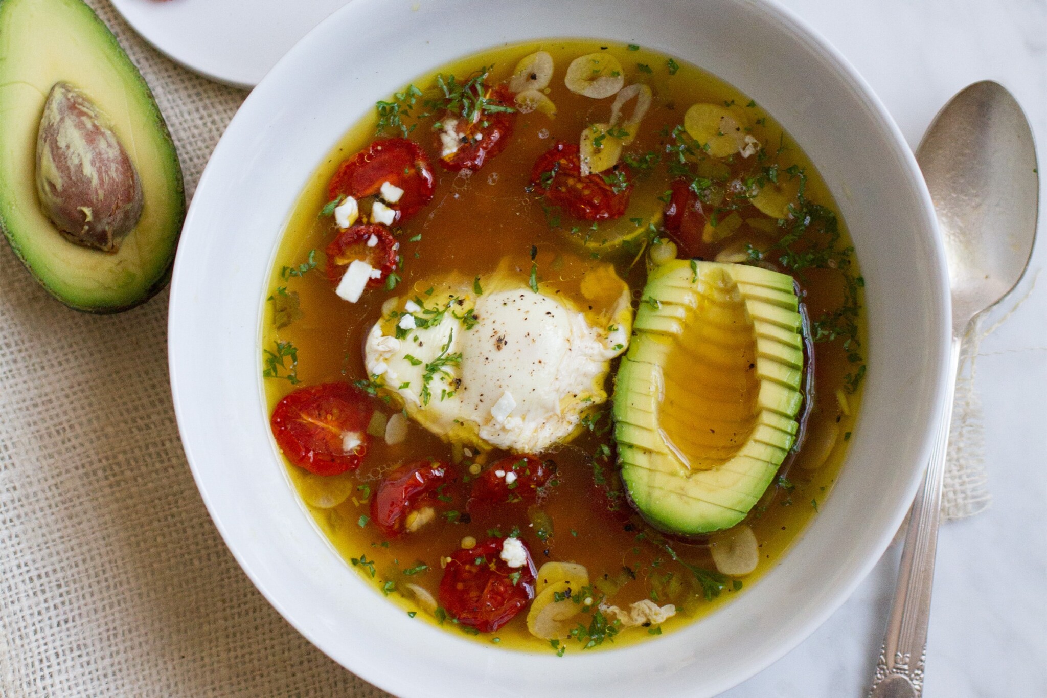 Garlic Soup With Roasted Tomatoes And Eggs Recipe-image