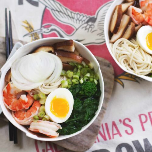 Shrimp and Vegetable Saimin Noodle Soup Recipe