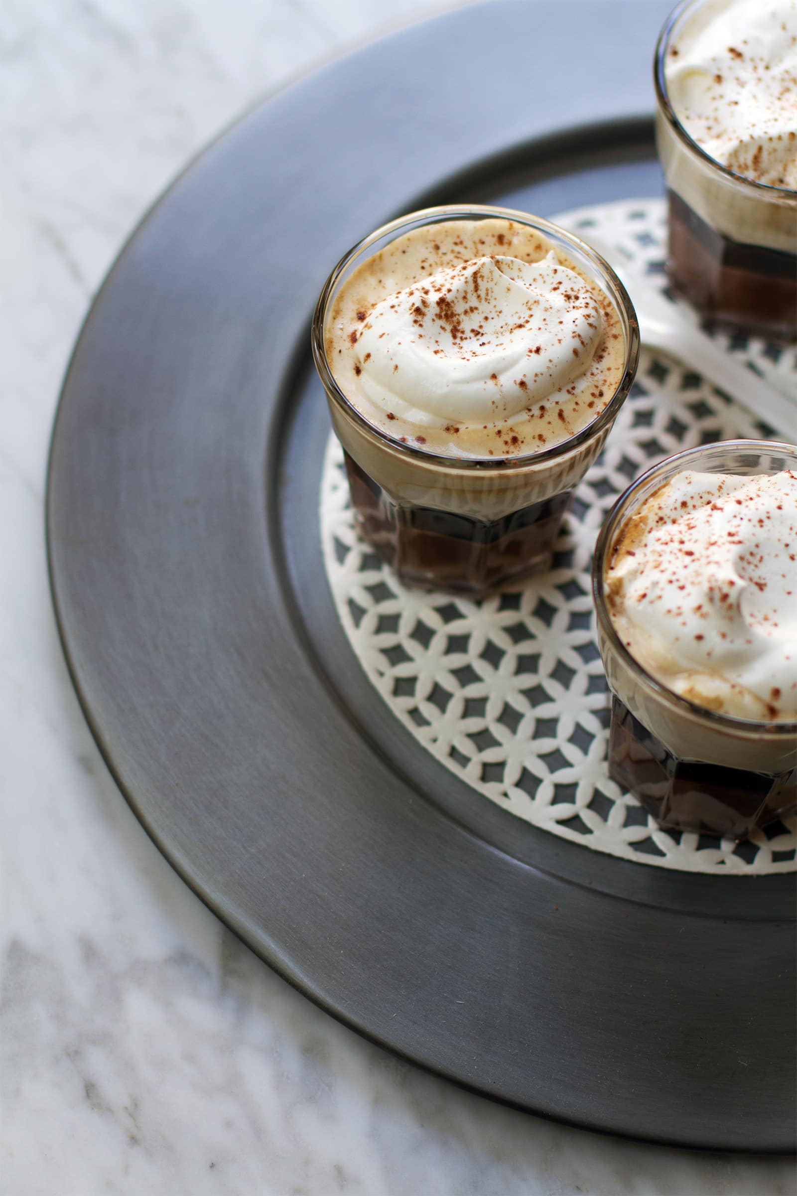Mocha Coffees On A Tray On A Table