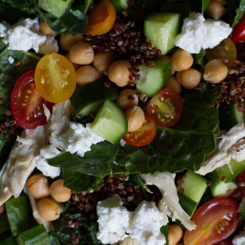 Shredded Chicken, Kale, and Quinoa Salad with Mint-Yogurt Dressing Recipe
