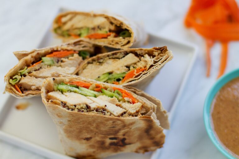 Coconut Red Curry Chicken Wrap with Spicy Peanut Sauce Recipe
