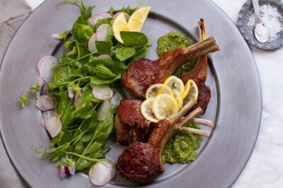 Seared Lamb Chops with Green Harissa Recipe