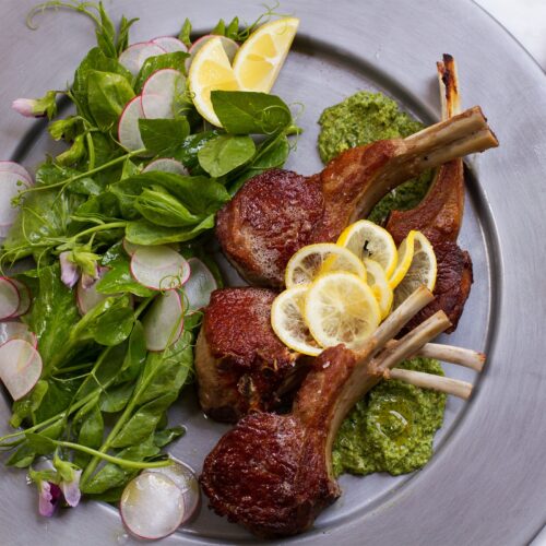 Seared Lamb Chops with Green Harissa Recipe