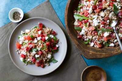 Watermelon, Tomato, and Feta Farro Salad Recipe
