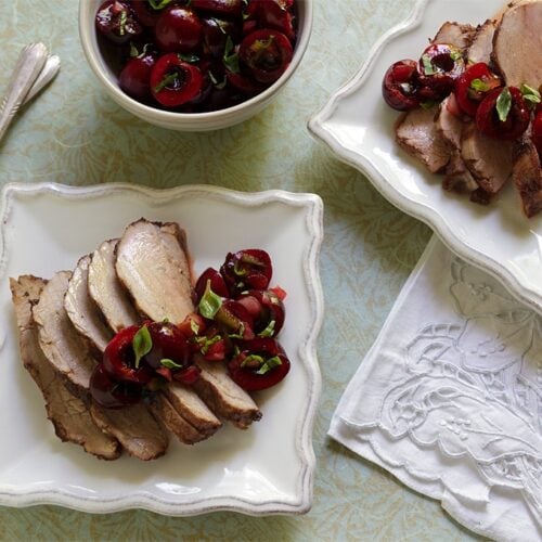 Cocoa-Rubbed Grilled Pork Tenderloin with Cherry Salsa Recipe