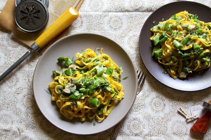 Spring Pasta With Saffron Cream Sauce