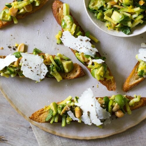 Ricotta Salata Avocado Olive Zucchini Bruschetta Recipe