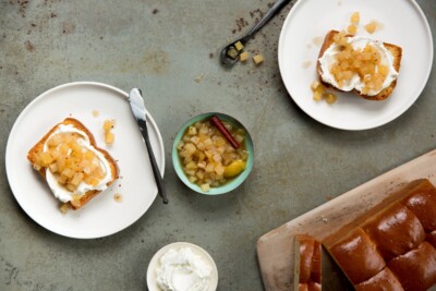 Toasted Brioche with Whipped Goat Cheese and Asian Pear Compote Recipe