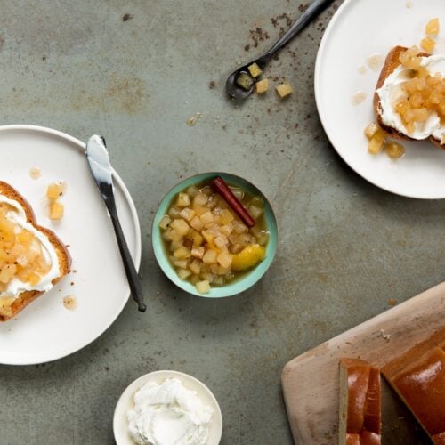 Toasted Brioche with Whipped Goat Cheese and Asian Pear Compote Recipe