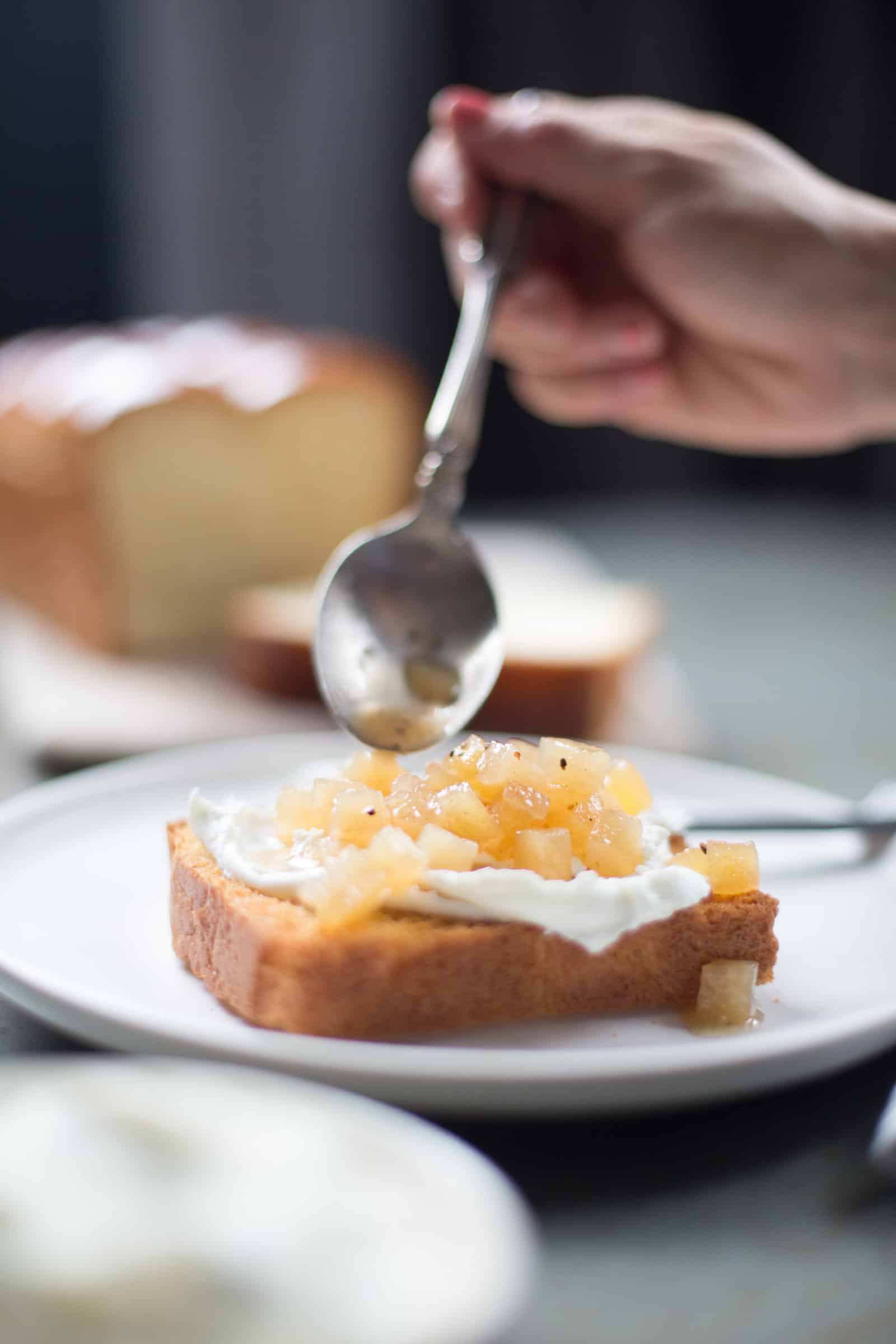 Asian Pear Compote Whipped Goat Cheese Brioche Recipe