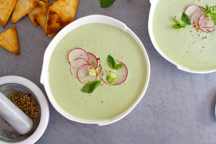 Chilled Cucumber Avocado Raita Soup Recipe