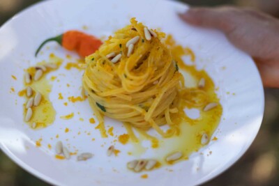 {Bibbonata} Tagliolini Pasta With Pine Nuts and Bottarga Recipe