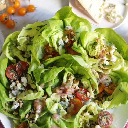 Butter Lettuce Green Salad With Blue Cheese, Toasted Breadcrumbs, and Shallot Vinaigrette