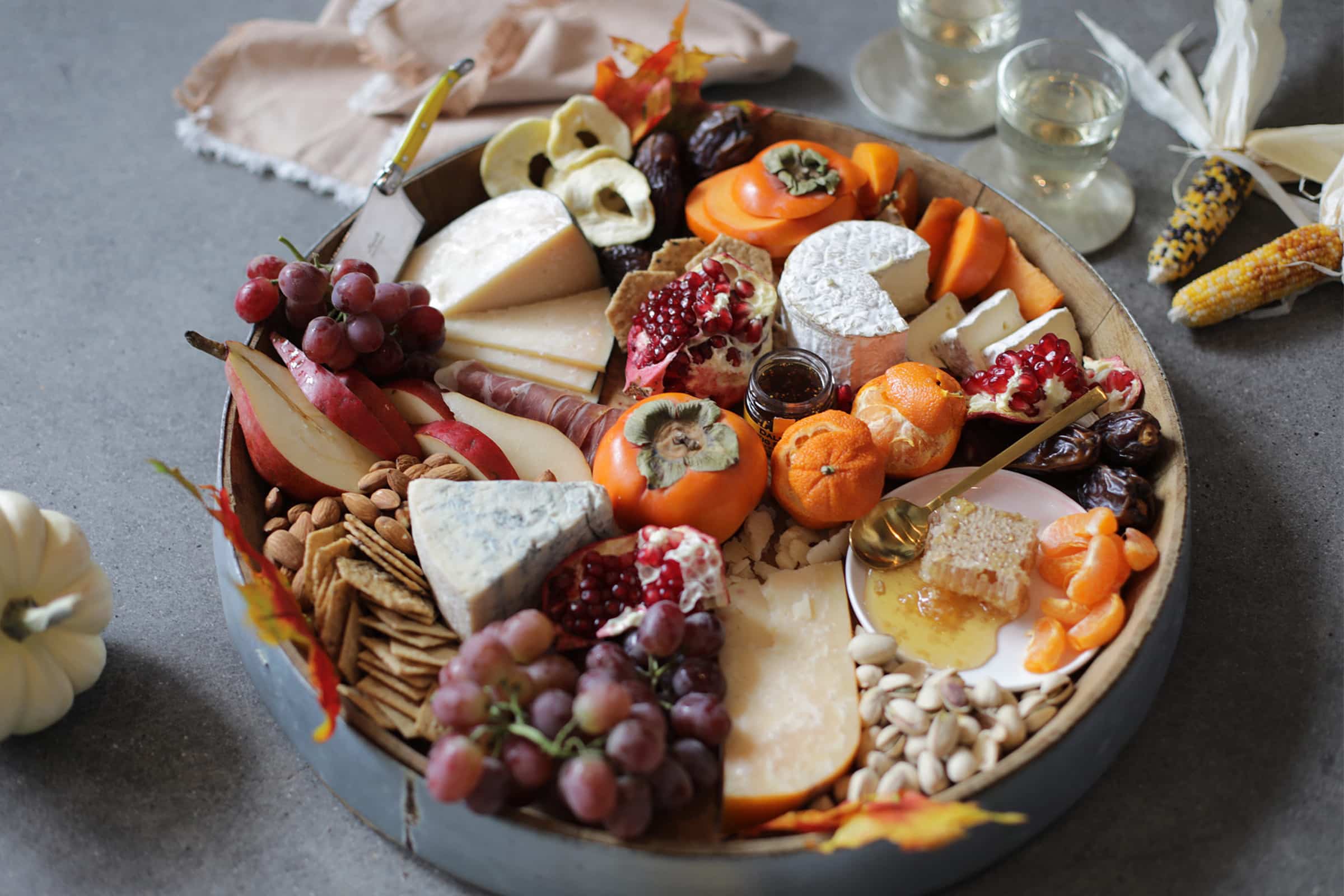 Fall Themed Cheese And Wine Full Platter