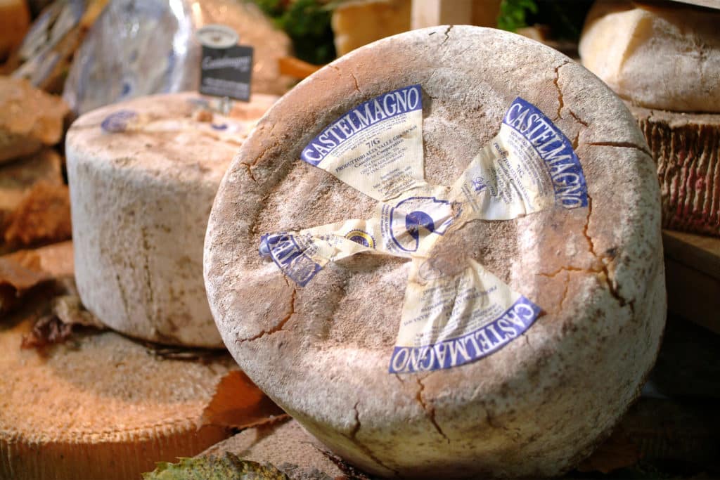 Castelmagno cheese wheel Piedmont food
