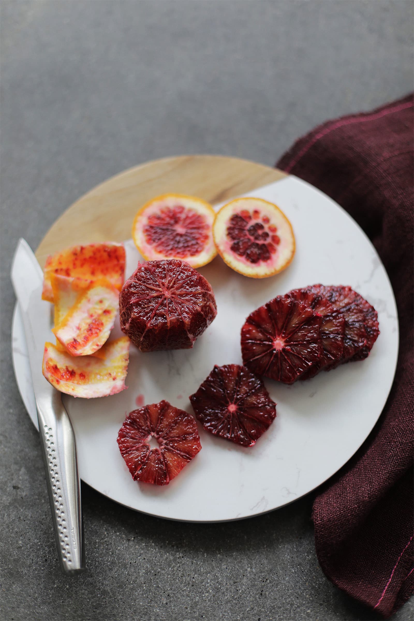 Cut And Sliced Blood Oranges