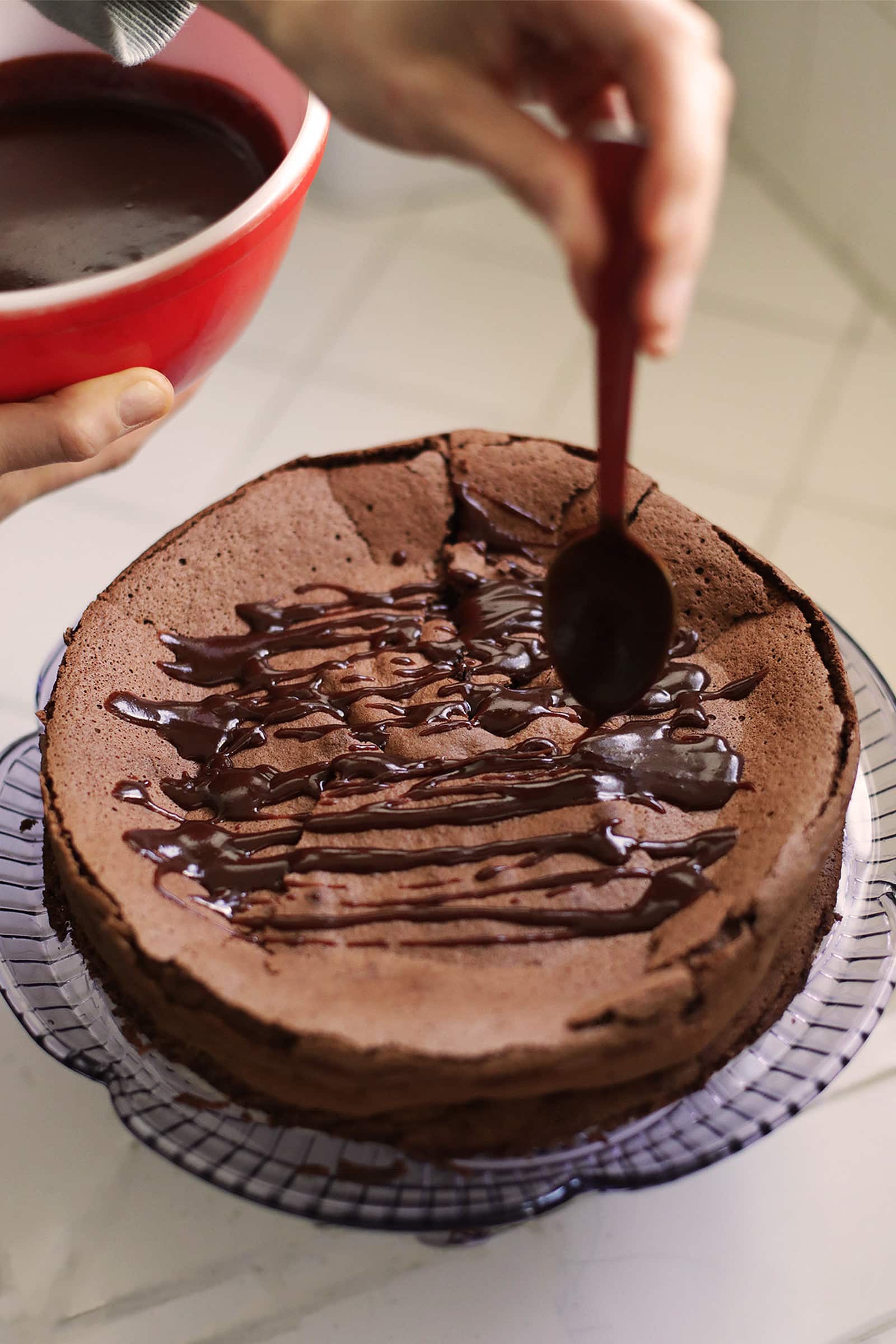 Chocolate Cake Drizzled With Sauce