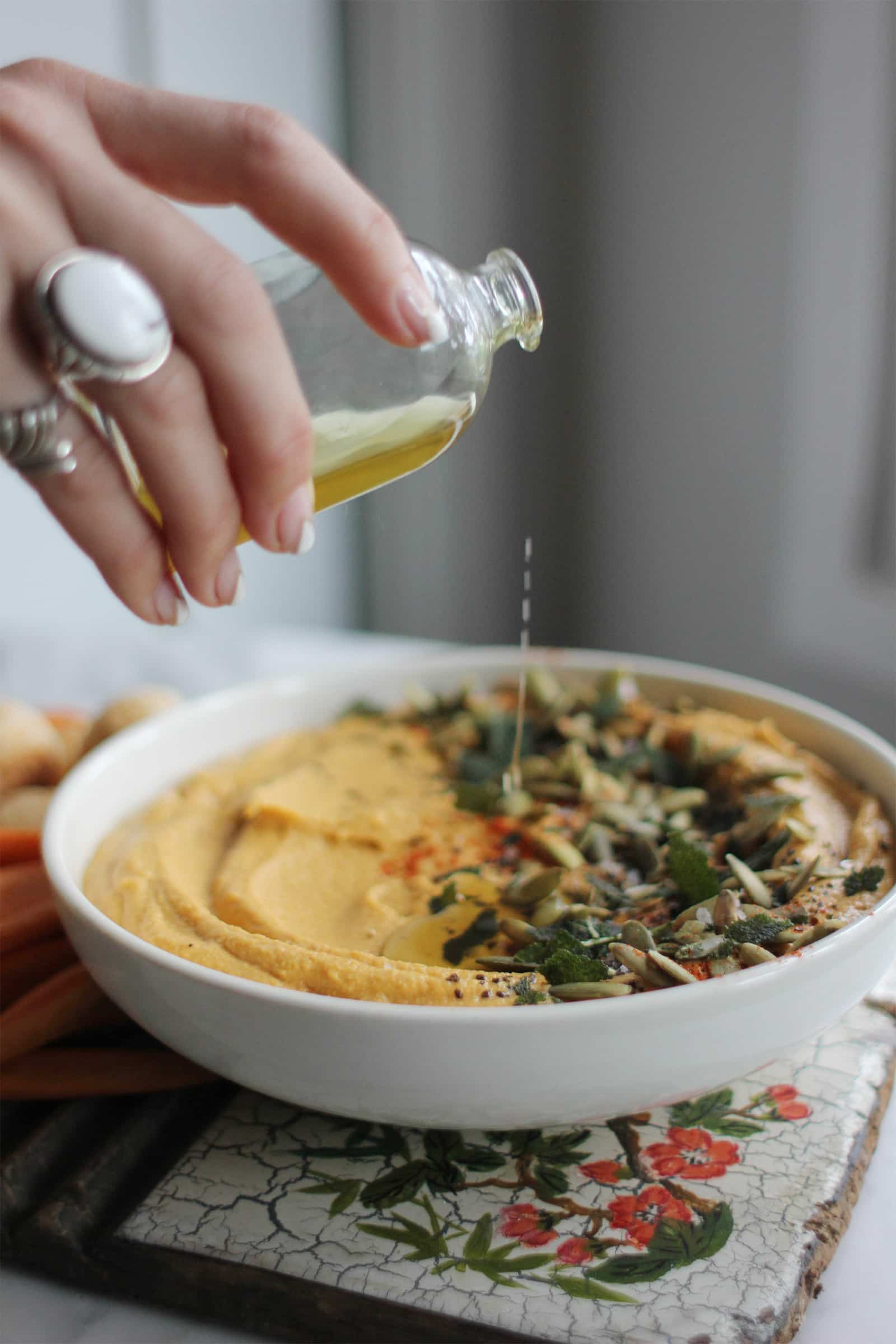 Roasted Butternut Squash Hummus With Crispy Fried Sage Recipe @saltandwind