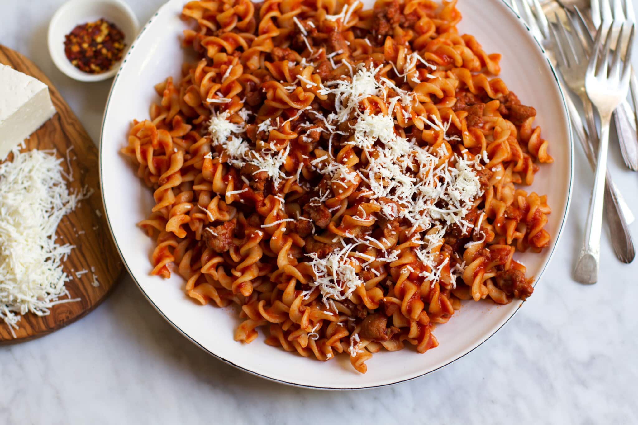 Fusilli Alla Salsiccia} Pasta With Tomato Sugo and Sausage Recipe — Salt &  Wind Travel