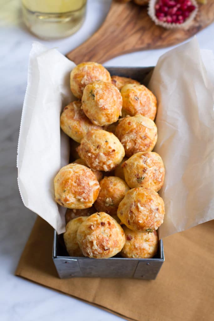 French Gougeres Cheese Puffs In Serving Piece
