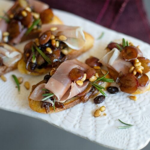 Roasted Grape Agrodolce Sauce Crostini Recipe