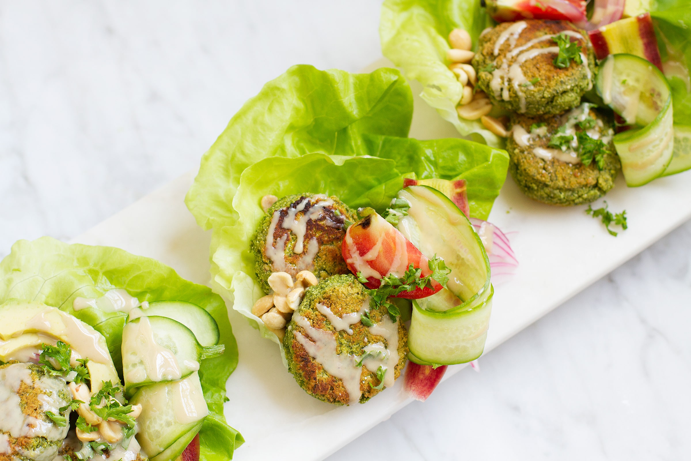 Green Herb Falafel Lettuce Wraps Recipe