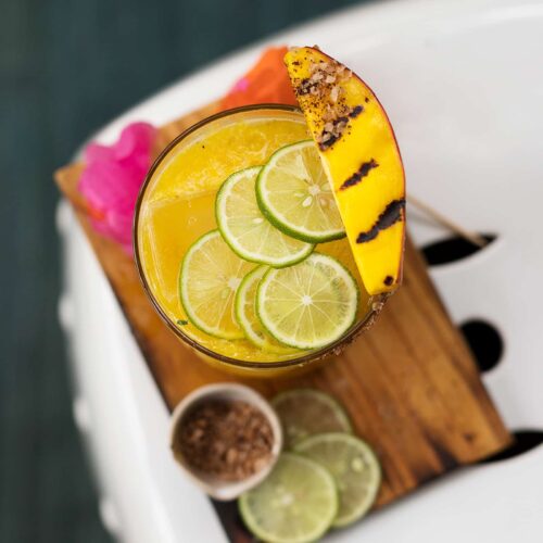 Charred Mango Ancho Mezcal Margarita Cocktail Recipe
