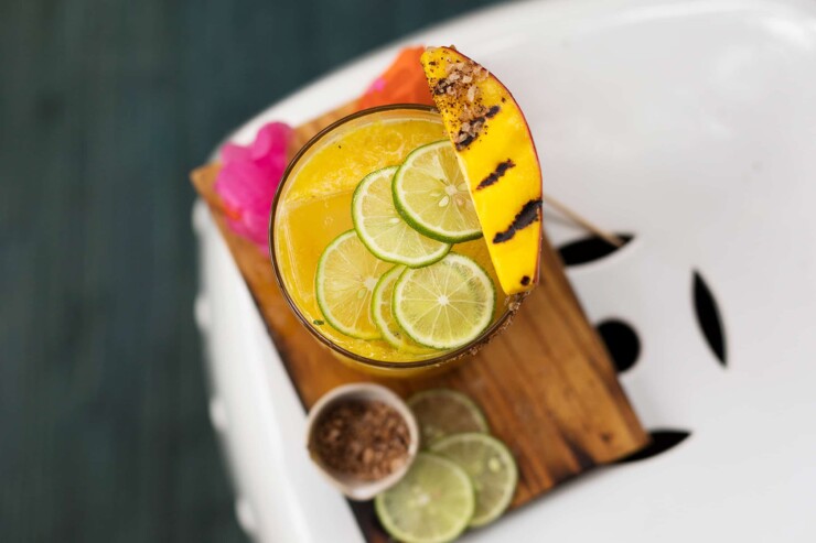 Charred Mango Ancho Mezcal Margarita Cocktail Recipe