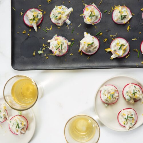 Meyer Lemon Herbed Crab Bites Appetizer Recipe On A Serving Tray