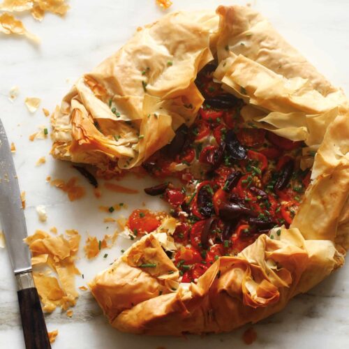 Phyllo Galette of Labneh, Caramelized Cherry Tomatoes, and Kalamata Olives Recipes
