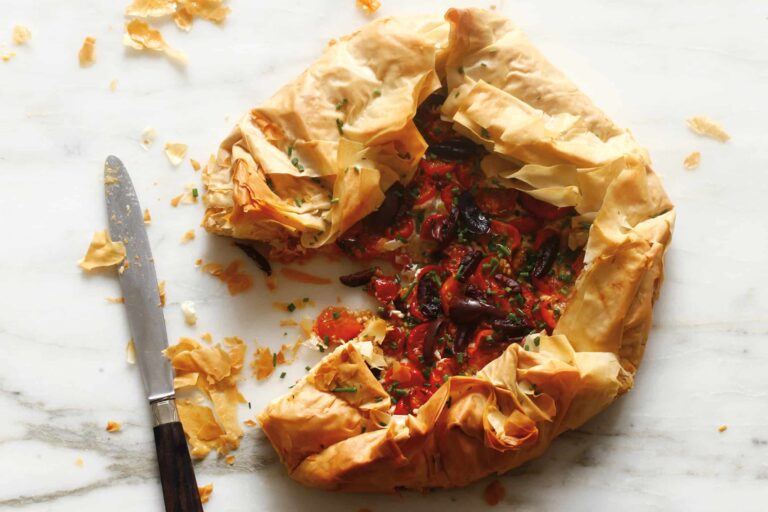 Phyllo Galette of Labneh, Caramelized Cherry Tomatoes, and Kalamata Olives Recipes