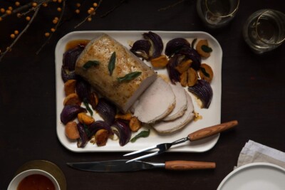Roast Pork Loin with Caramelized Persimmons and Onions Recipe