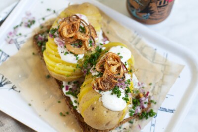 {Kartoffelmad Smørrebrød} Potato and Horseradish Open-Face Sandwich Recipe