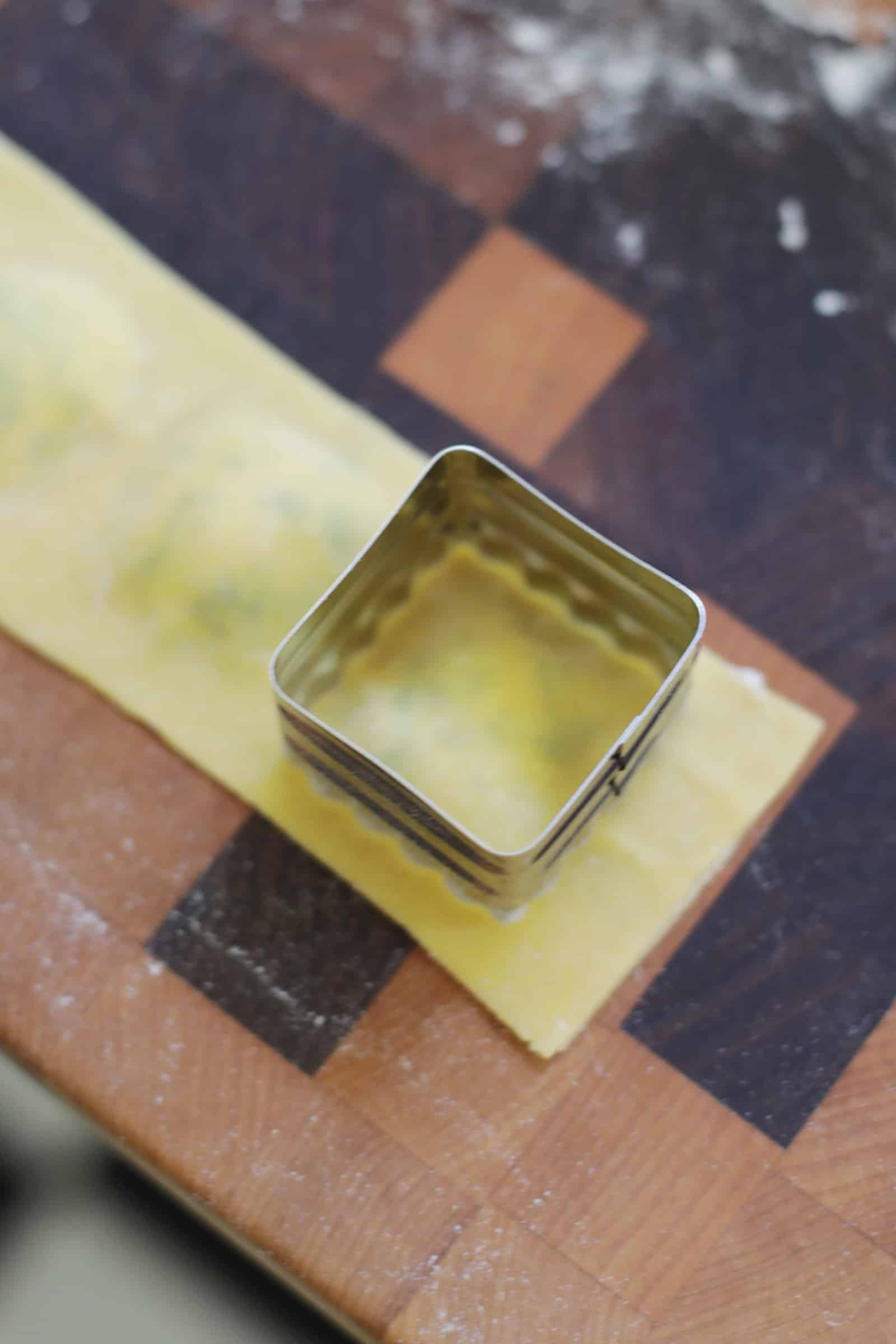 Cutting Out Ravioli Pasta