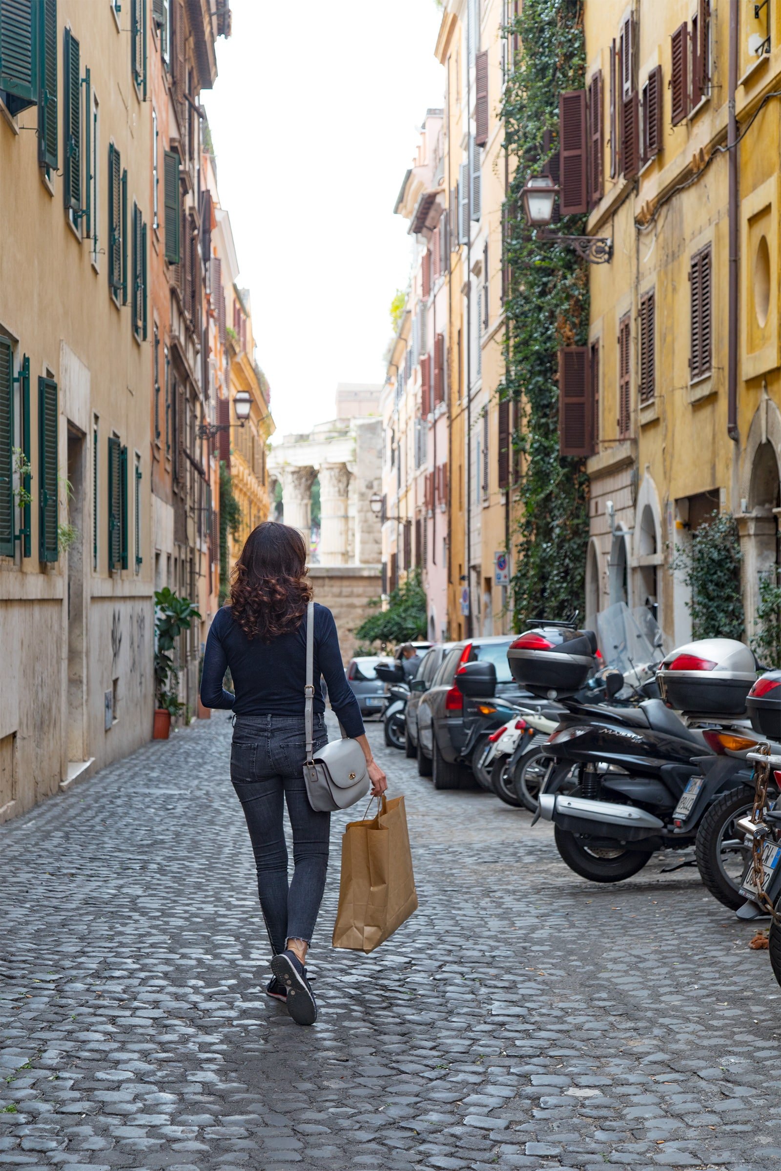 Woman Shopping In Rome Italy