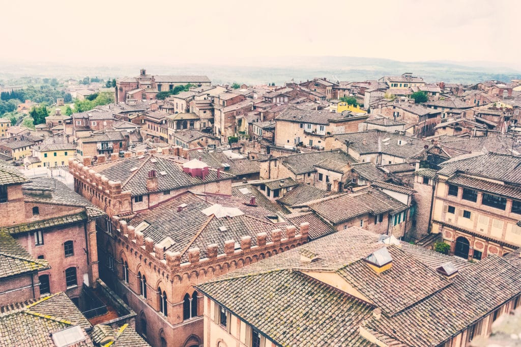 Aerial photo of Siena Italy rooftops