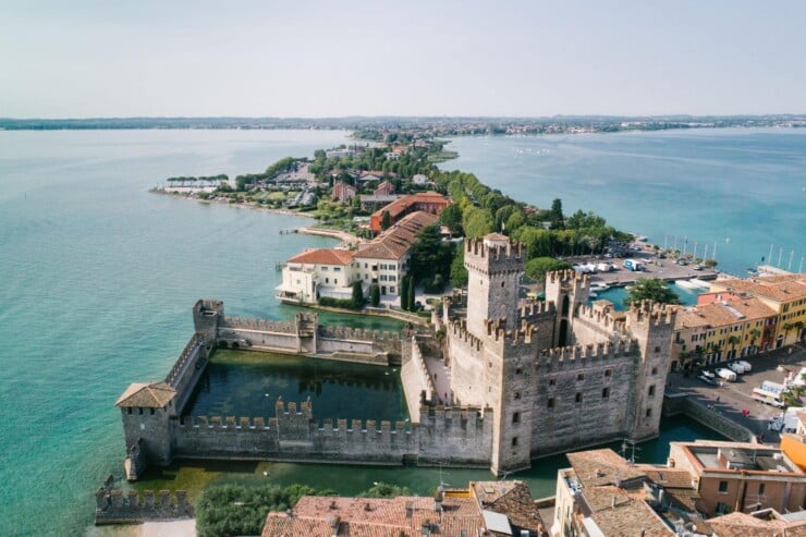 Aerial View Of Sirmione Italy Castle