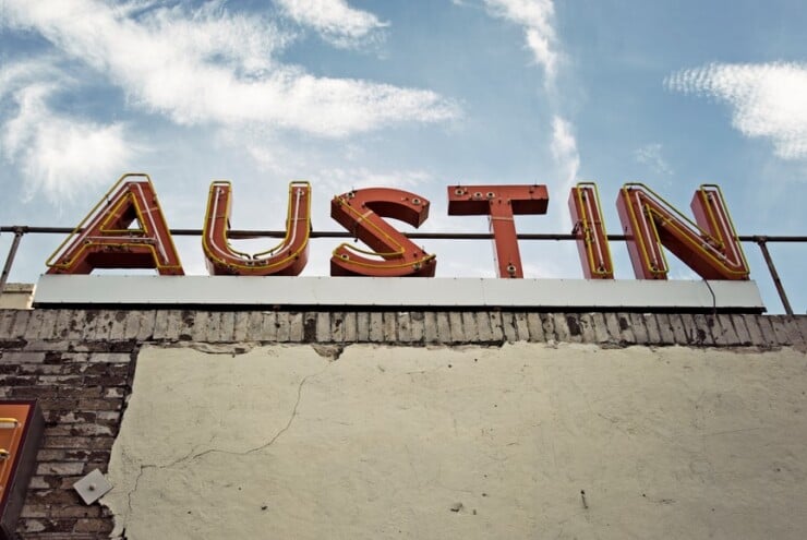 Austin road trip sign