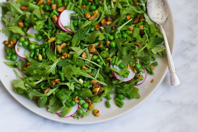 Asparagus, Pea, and Arugula Salad with Creamy Poppy Seed Dressing Recipe