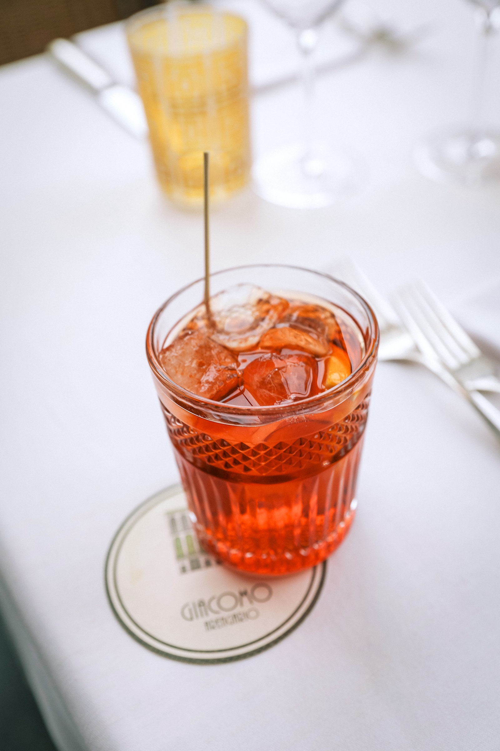 Negroni Cocktail On Table Italy